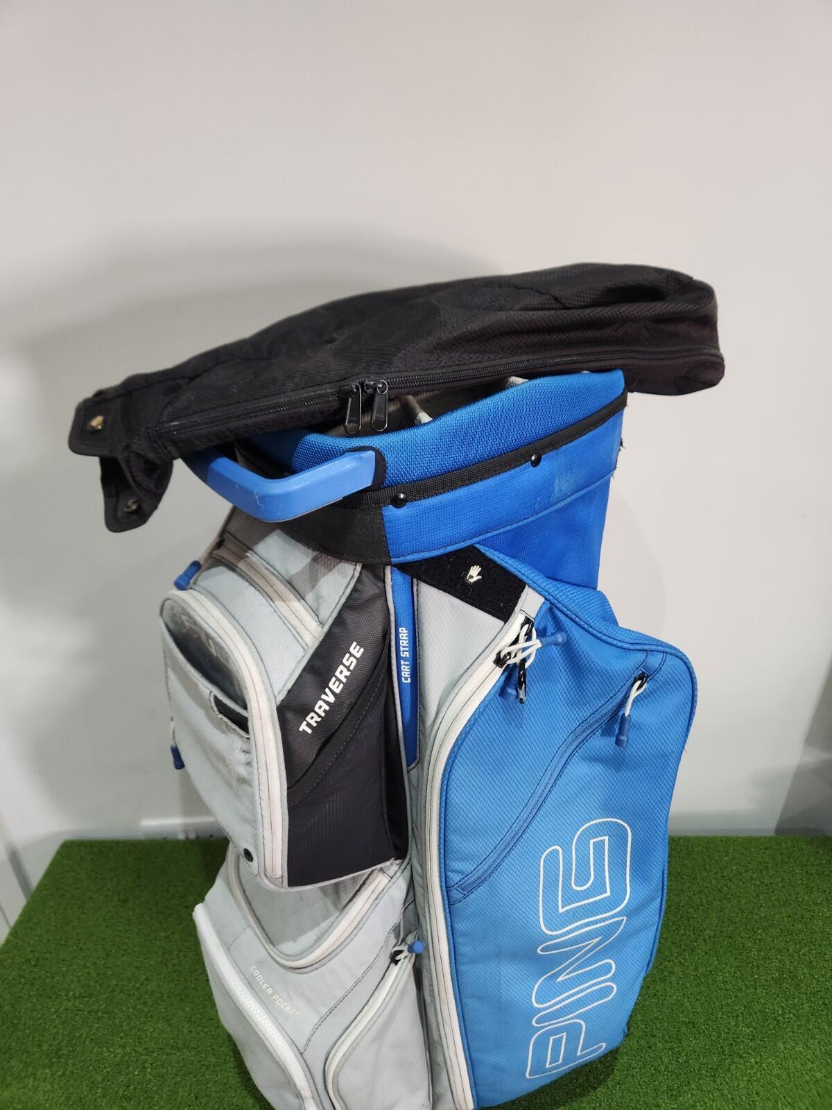 PING Traverse Golf Cart Bag - Blue / Grey / Black - Includes Rainhood & Strap