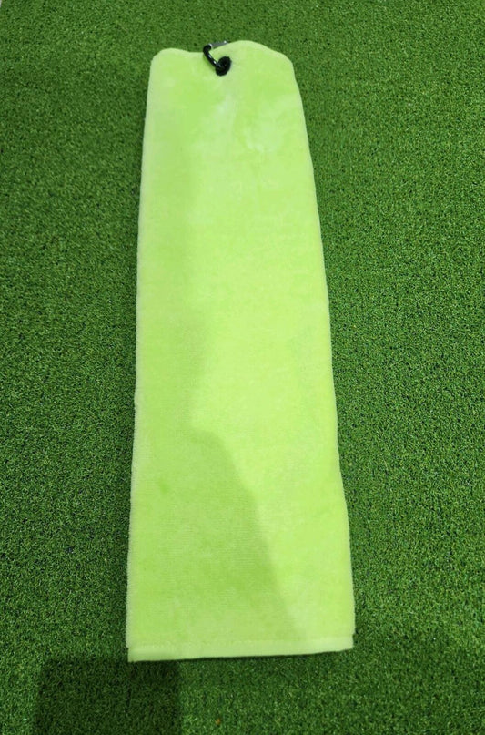 Tri-fold Golf Towel - Lime Green - Includes Carabiner Clip