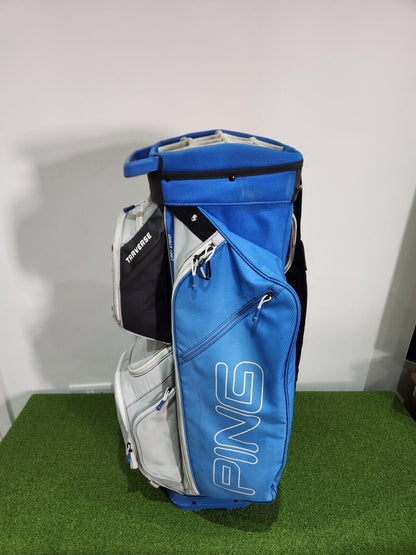 PING Traverse Golf Cart Bag - Blue / Grey / Black - Includes Rainhood & Strap
