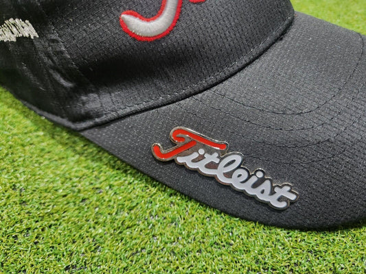 Black Titleist Golf Cap - One Size Fits All - Fixed Metal Badge - RARE