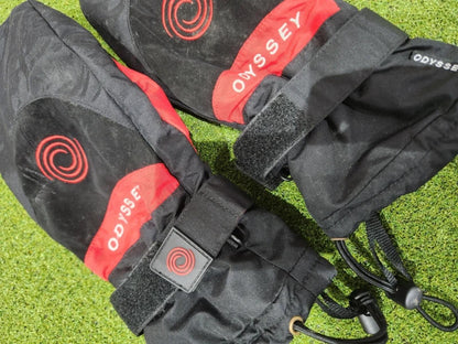 Odyssey Winter Golf Mitts - Black/Red - Awesome Branding