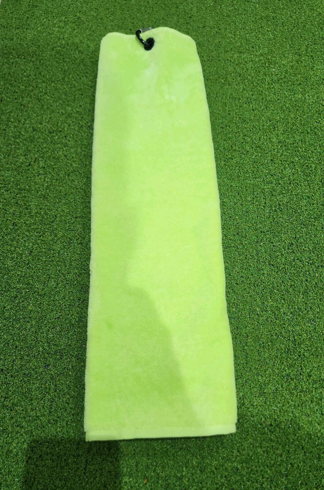 Tri-fold Golf Towel - Lime Green - Includes Carabiner Clip