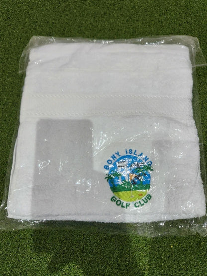 Bony Island Golf Club Large Golf Towel - White - Embroidered Logos
