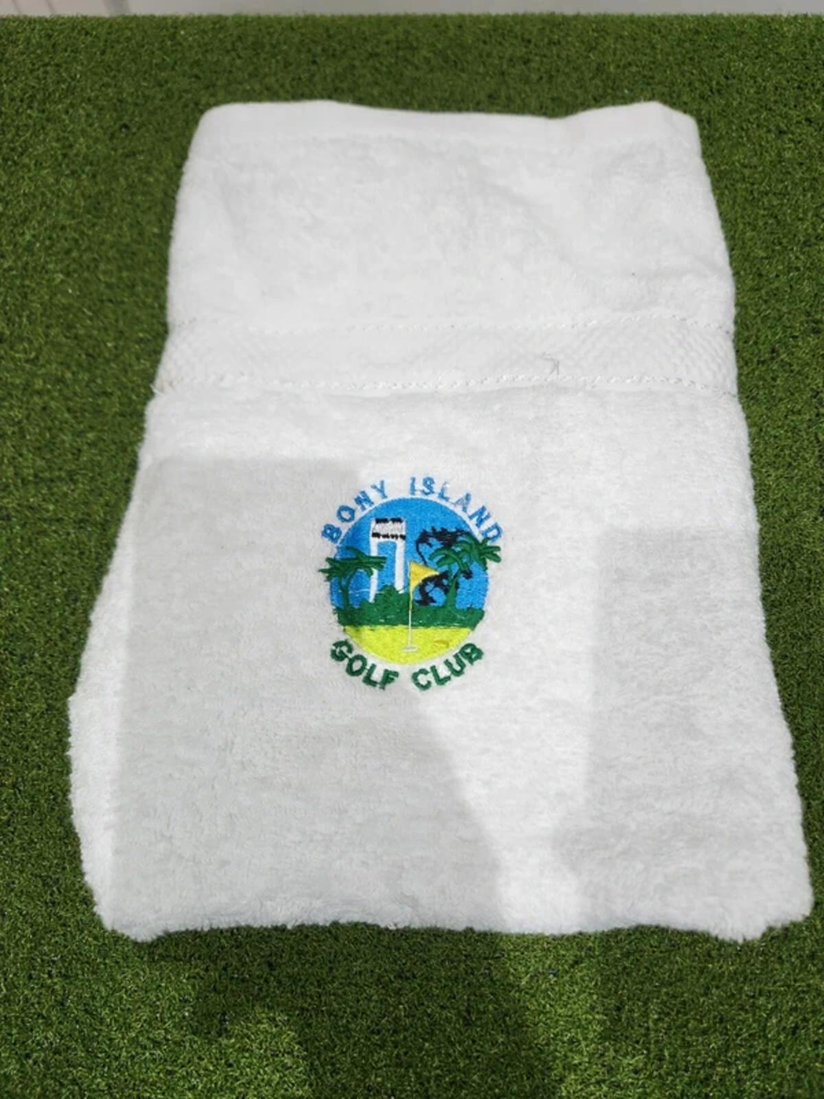 Bony Island Golf Club Golf Towel - White - Embroidered Logos