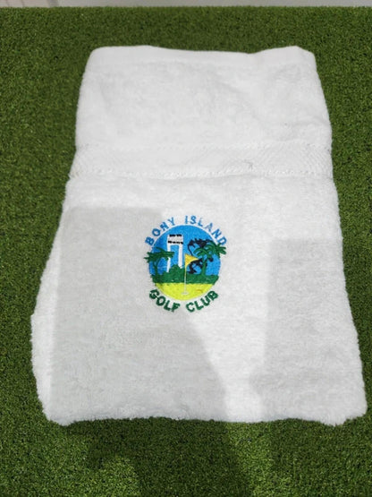 Bony Island Golf Club Golf Towel - White - Embroidered Logos