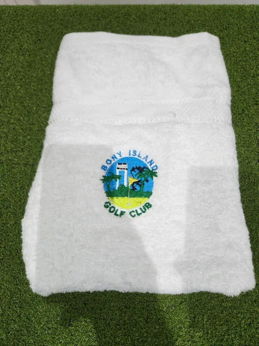 Bony Island Golf Club Golf Towel - White - Embroidered Logos