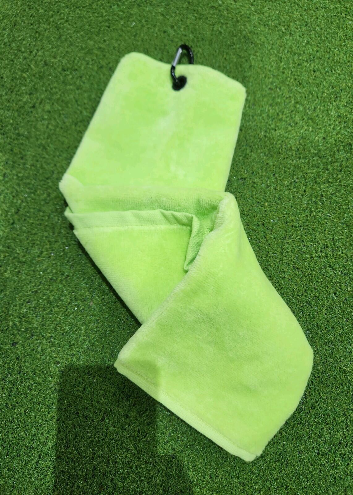 Tri-fold Golf Towel - Lime Green - Includes Carabiner Clip