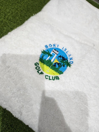 Bony Island Golf Club Golf Towel - White - Embroidered Logos