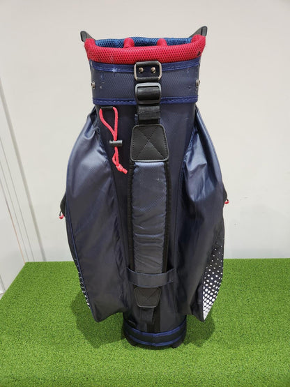 Rife Waterproof Golf Cart Bag - Navy & Red - 14 Way Divider + Putter Well