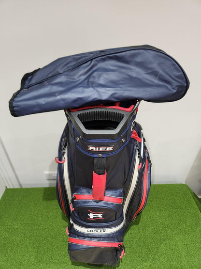 Rife Waterproof Golf Cart Bag - Navy & Red - 14 Way Divider + Putter Well