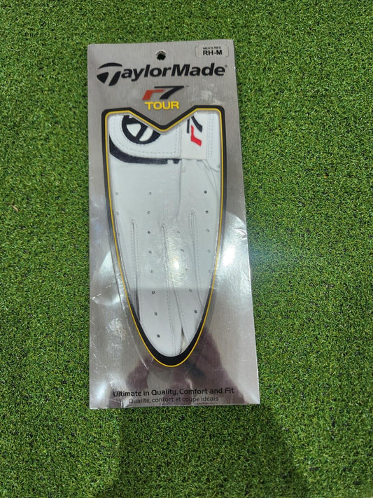 TaylorMade R7 Premium Cabretta Leather Golf Glove - White - Mens RH Medium